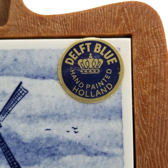 Vintage Delft Blue Hand painted Tile Trivet Wall Hanging Made In Holland - Picture 5 of 8